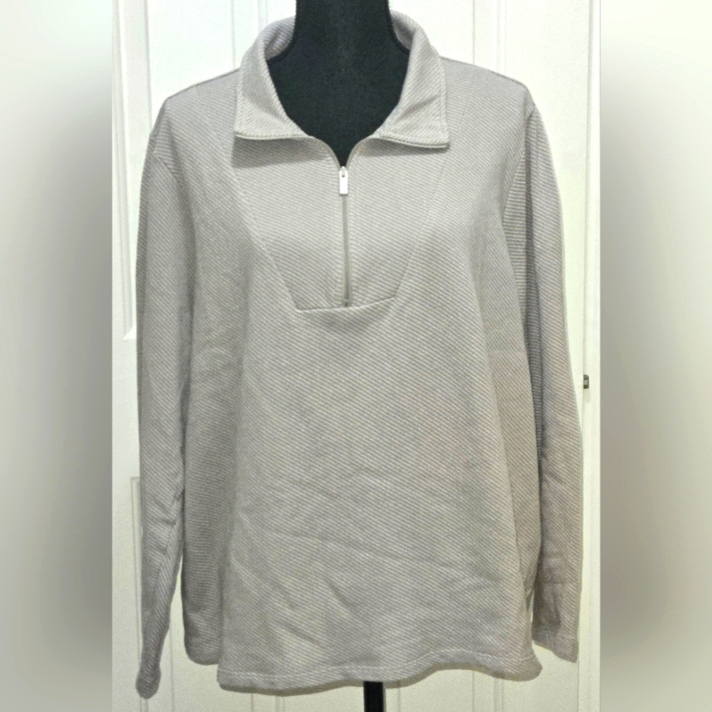NWOT Zuda Twill French Terry Half Zip Pullover